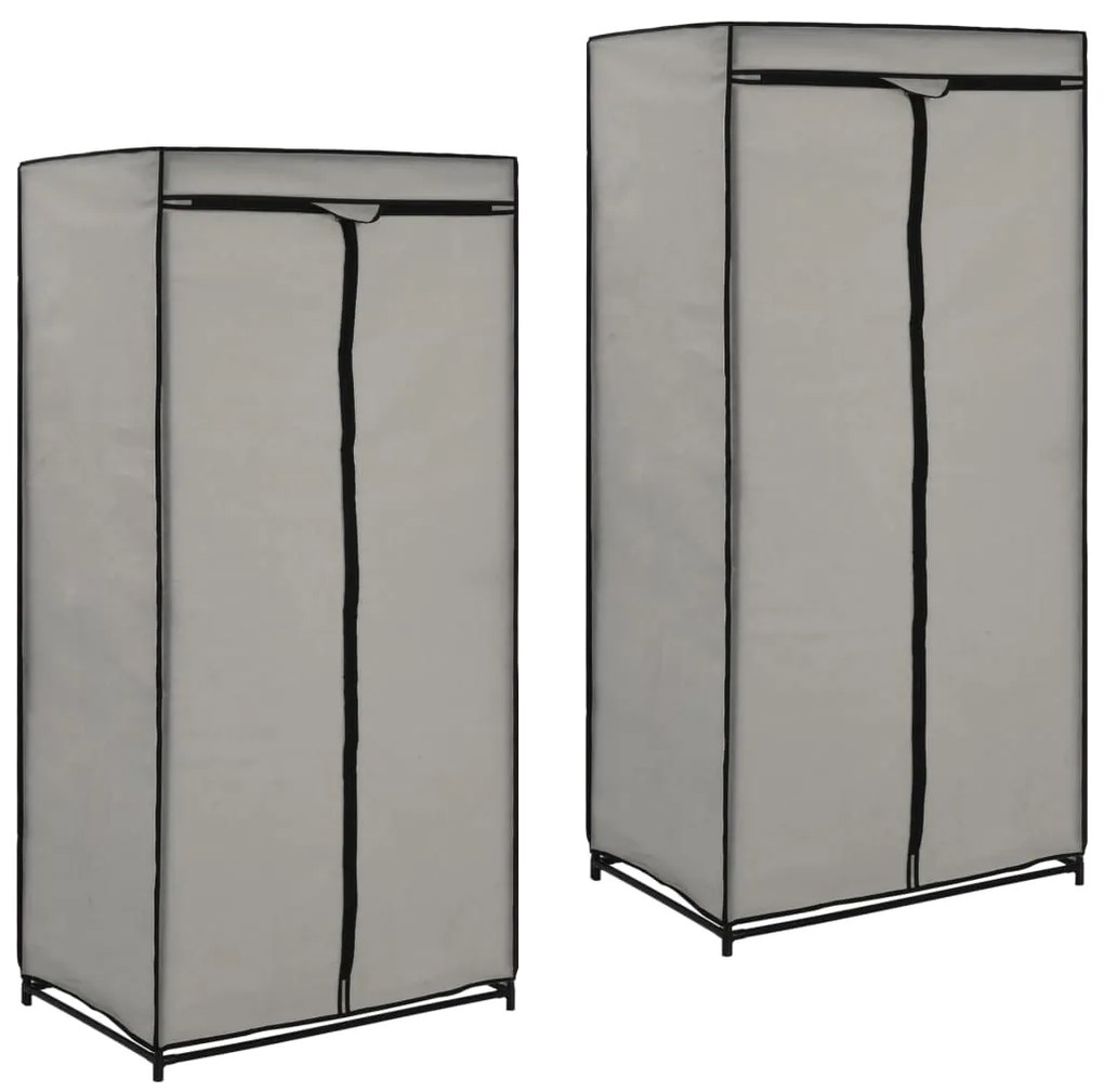 vidaXL Roupeiros 2 pcs 75x50x160 cm cinzento