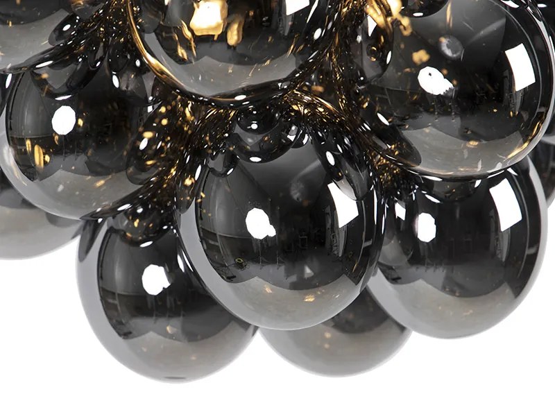 Candeeiro de Suspensão Inteligente Preto com Vidro Fumado 8-Luzes Redondo Incl. Zigbee G9 - Uvas