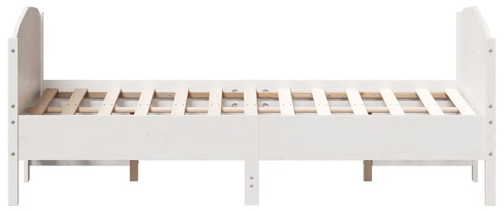 Cama sem colchão 120x200 cm madeira de pinho maciça branco