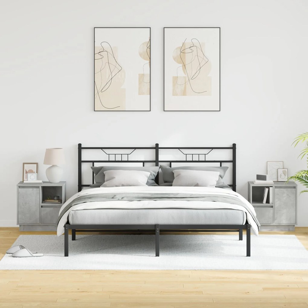 Mesas de cabeceira com LED 2 pcs betão cinza 50x34.5x50 cm