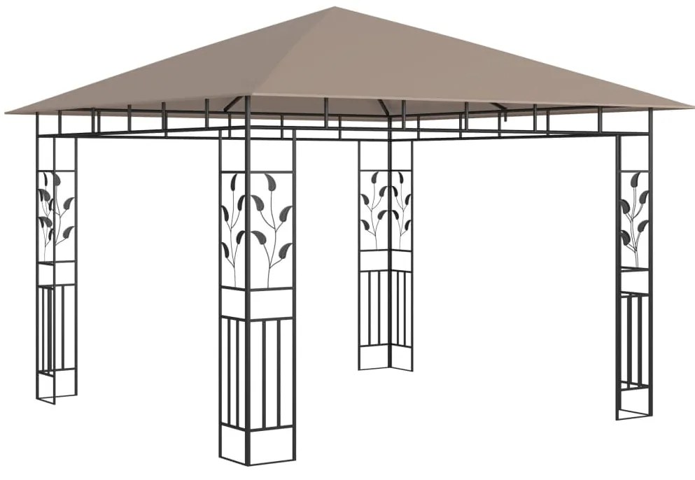 Gazebo c/ mosquiteiro e cordões luzes LED 3x3x2,73m cinza-acas.