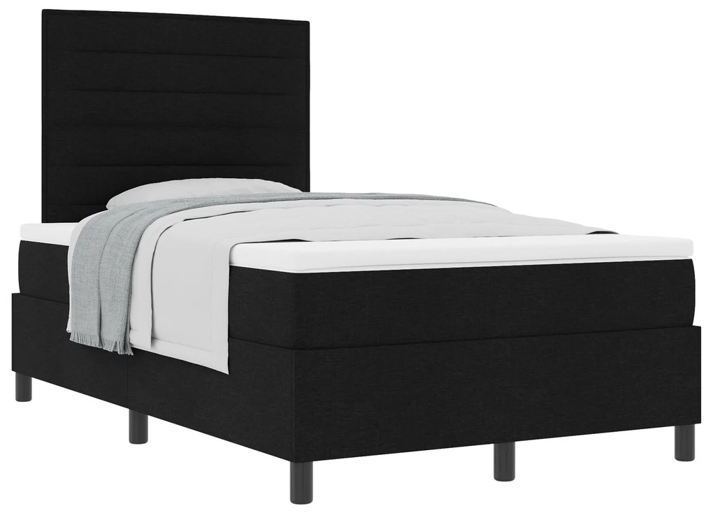 Cama Box com Colchão Preto 120x200 cm Tecido