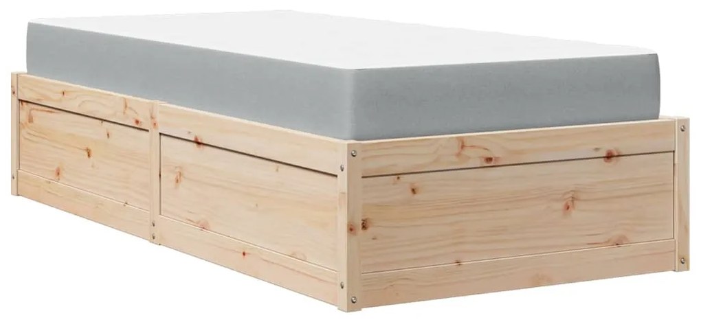 Cama com colchão 90x190 cm madeira de pinho maciça