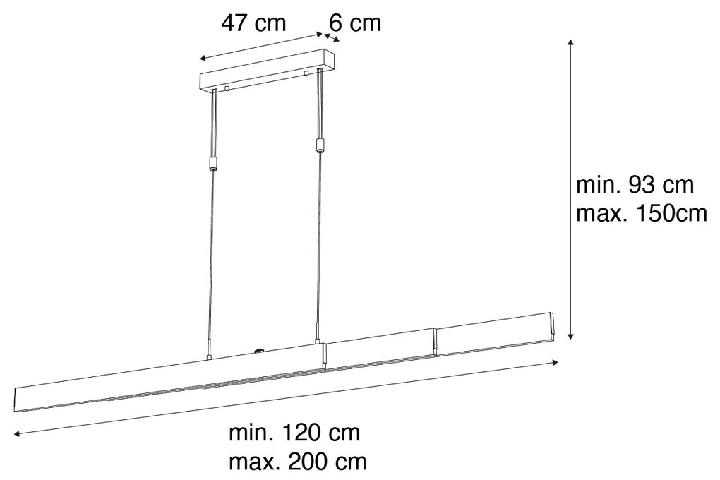 Candeeiro Pendente Ajustável Preto 150cm com LED Dimerizável - Lamba Moderno