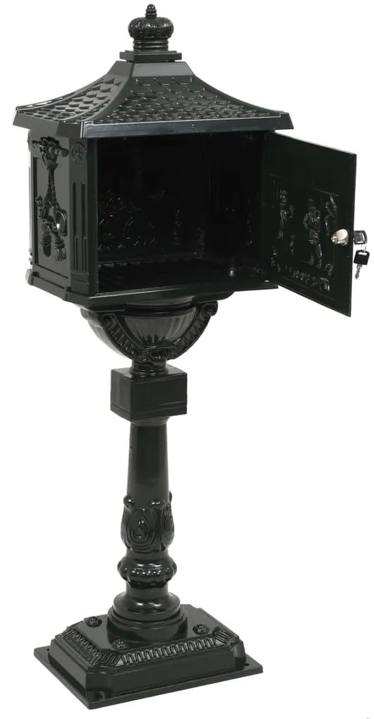 Caixa correio pedestal vintage alumínio inoxidável verde