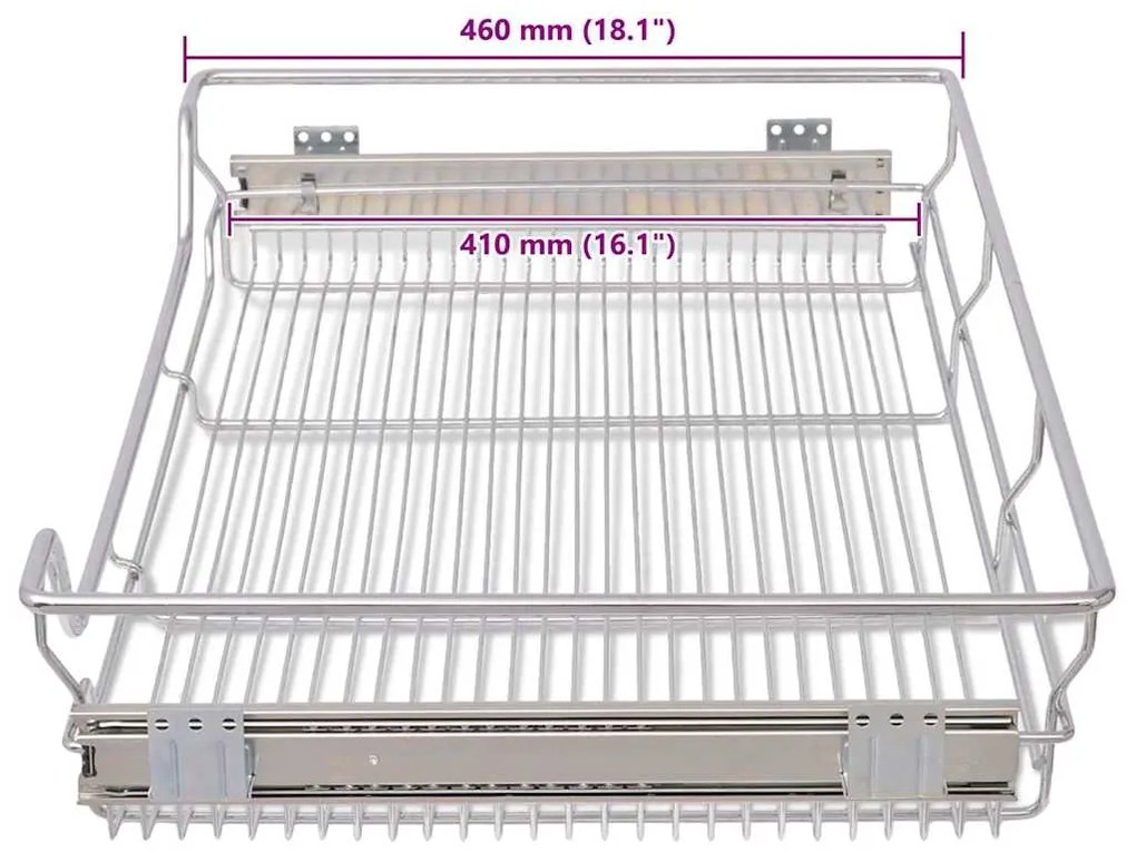 Cestos de arame extraíveis 2 pcs 800 mm prateado