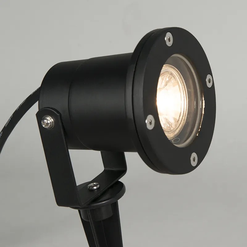Foco de jardim preto com cabo e plugue IP65 de 230 cm - básico Moderno