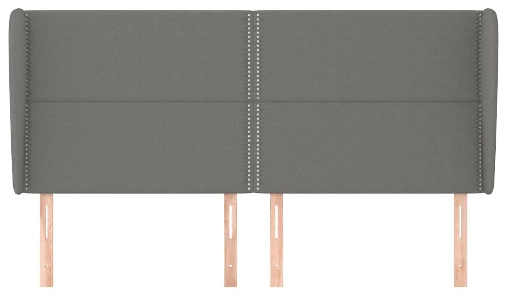 Cabeceira cama c/ abas tecido 183x23x118/128 cm cinzento-escuro