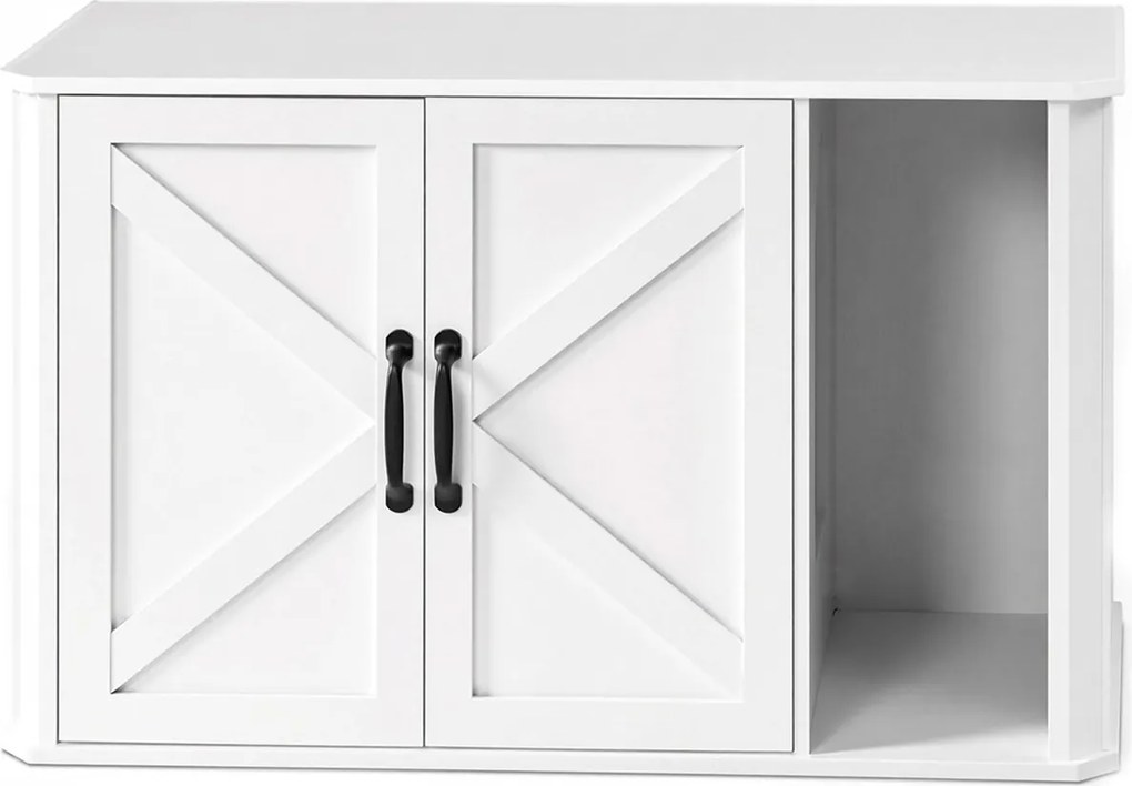 Móvel para caixa areia para gatos moderno 85 x 49 x 50 cm com porta frontal e pega dupla branco