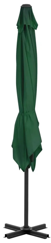 Guarda-sol cantilever com poste alumínio 250x250 cm verde