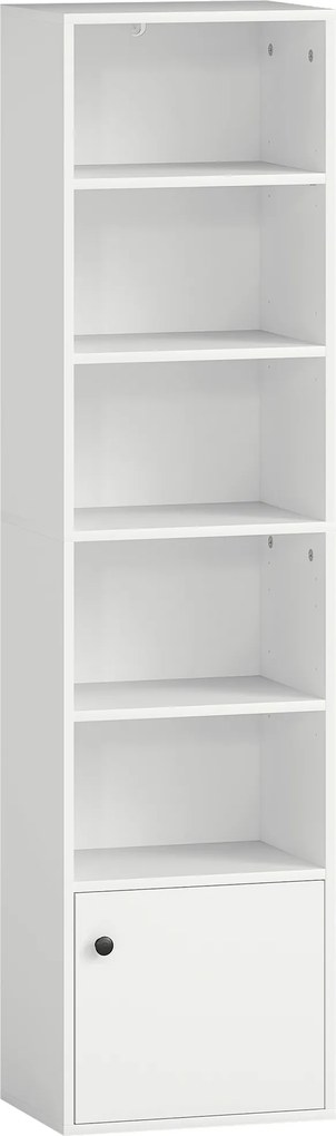 HOMCOM Estante de 6 Níveis Estante para Livros com Prateleiras Ajustáveis e Armário Estante Moderna 40x30x156 cm Branco | Aosom Portugal