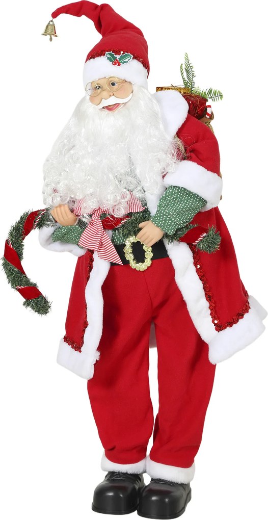 HOMCOM Papai Noel cantando &amp; dançante, 120 cm, figura natalina animada em pé com guirlanda &amp; saco, ativado por som/toque | Aosom Portugal