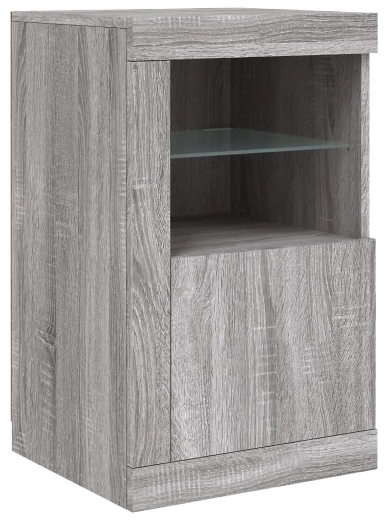 Aparador com luzes LED 123x37x67 cm cinzento sonoma