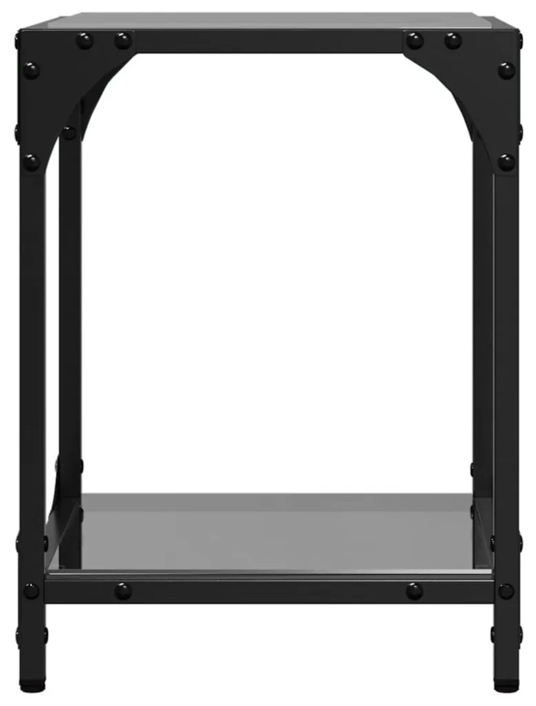 Mesas de centro c/ topo em vidro preto 2 pcs 30x30x40 cm aço