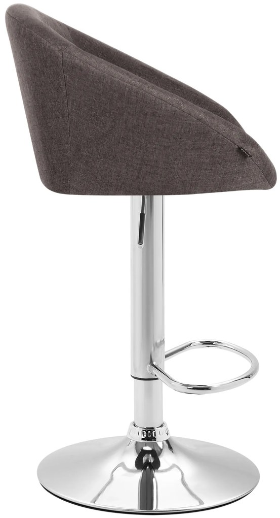 Banco de bar Miami em tecido e com estrutura cromada 55 x 86-106 x 51 cm Cinzento escuro