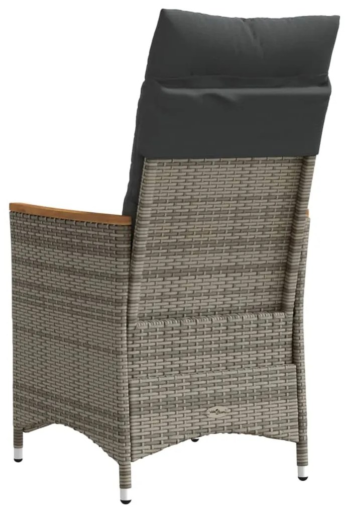 Cadeiras jardim reclináveis 2 pcs c/ almofadões vime PE cinza