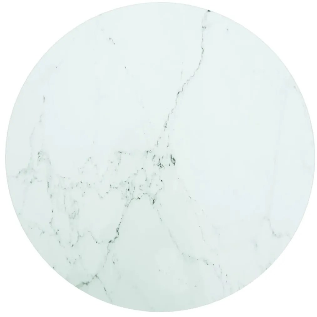 Tampo mesa Ø50x0,8 cm vidro temperado design mármore branco