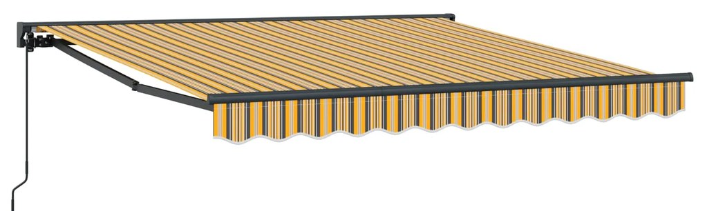 vidaXL Toldo Retrátil Amarelo e Cinza 350 x 250 cm Poliéster e Metal