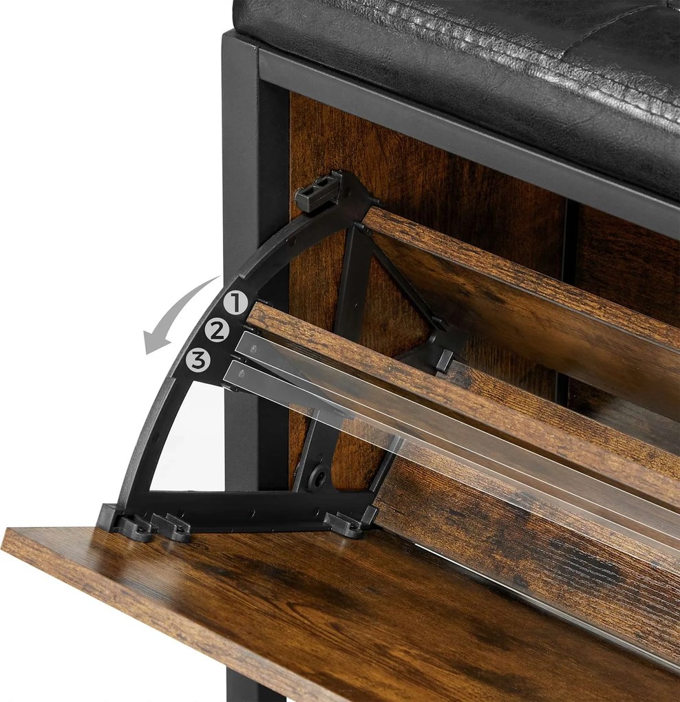 Banco sapateira 80 x 30 x 51 cm castanho vintage-preto