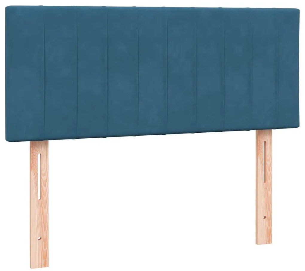 Cama com molas/colchão 120x210 cm veludo azul-escuro