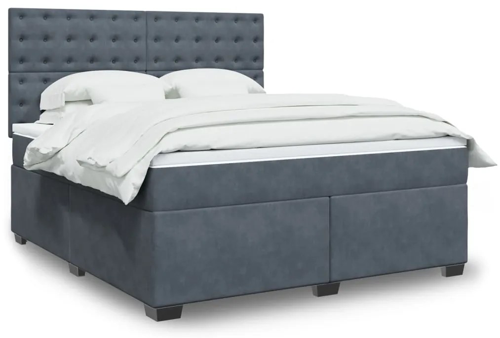 vidaXL Cama com molas/colchão 180x200 cm veludo cinzento-escuro