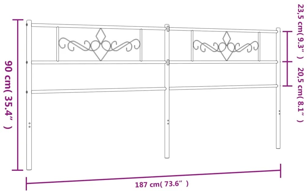 Cabeceira de cama 180 cm metal branco