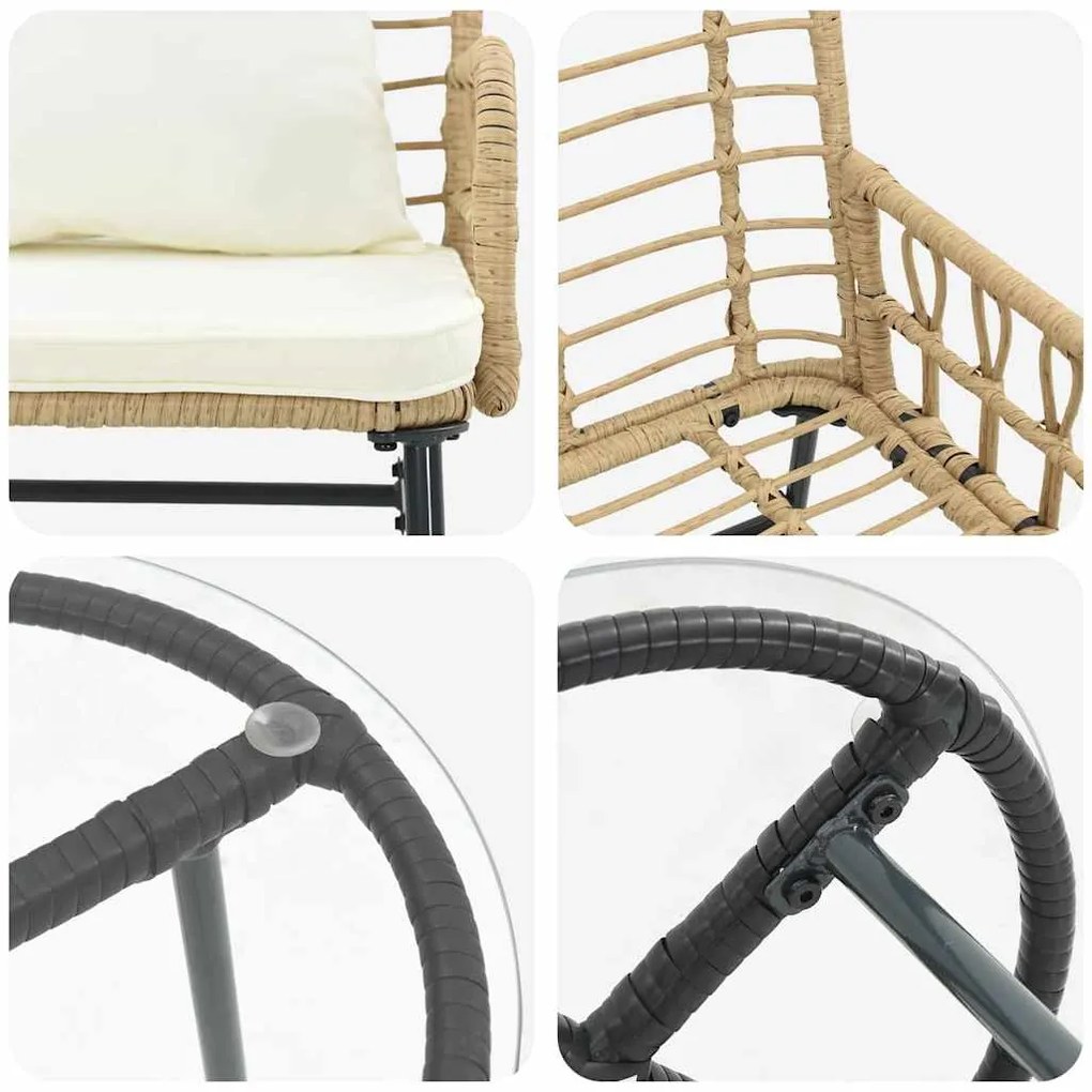 Conjunto de Jantar para Jardim 3 pcs Preto, Antracite
