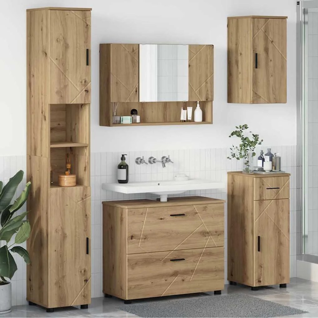 vidaXL Conjunto de Móveis para Banheiro 5 pcs carvalho artisiano