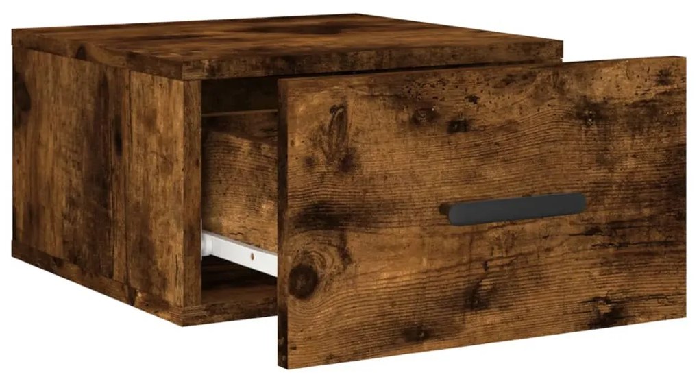 Mesa de cabeceira de parede 35x35x20 cm cor carvalho fumado