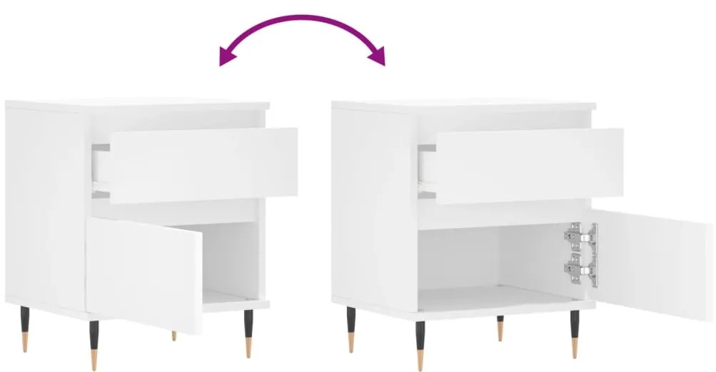 Mesa de cabeceira 40x35x50 cm derivados de madeira branco