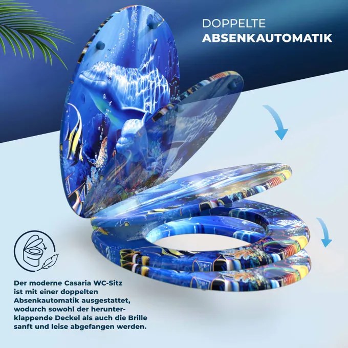Assento sanitário Sealife com descida automática 45,7 x 38 cm Azul
