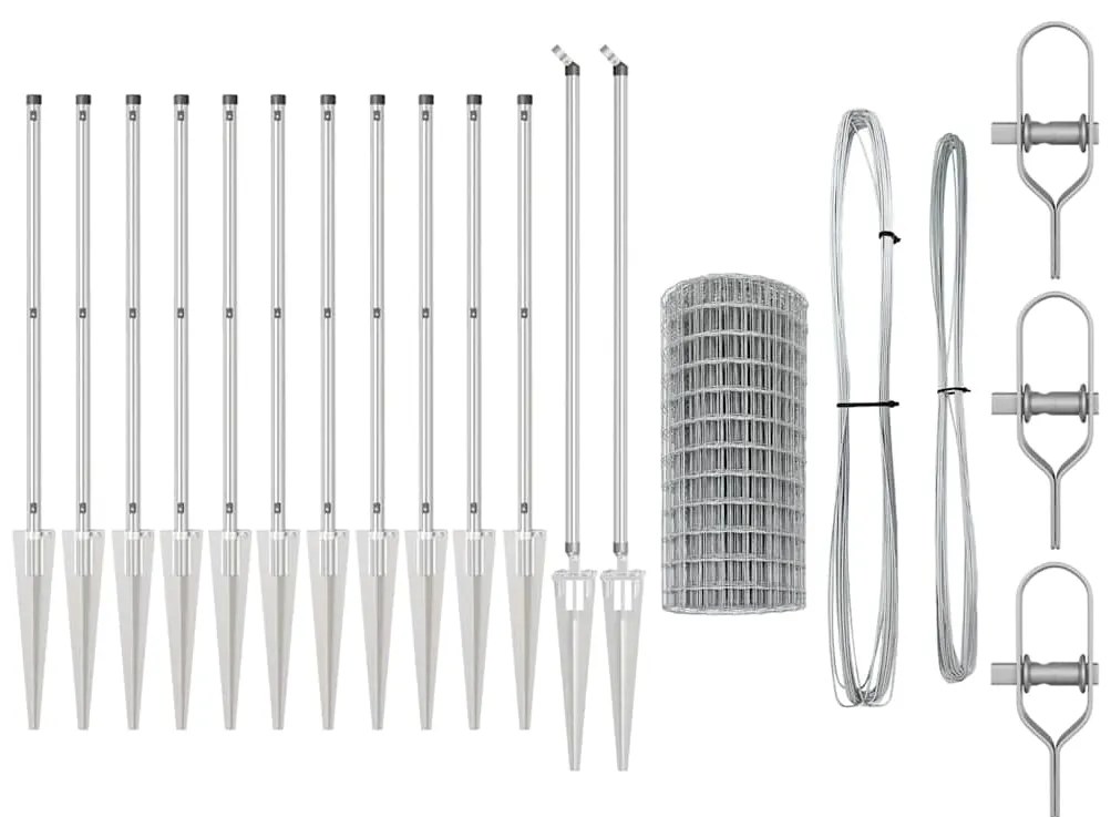 Cercas Euro da com 13 postes de espeto, 0,8 x 25 m, em aço galvanizado