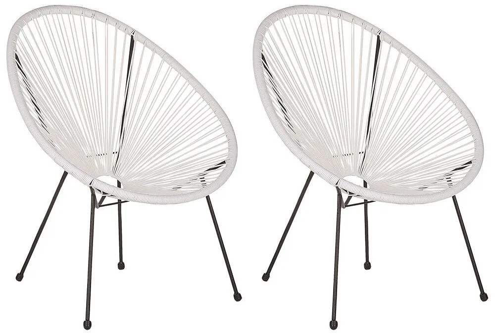 Conjunto de 2 cadeiras de jardim em rattan branco ACAPULCO II Beliani
