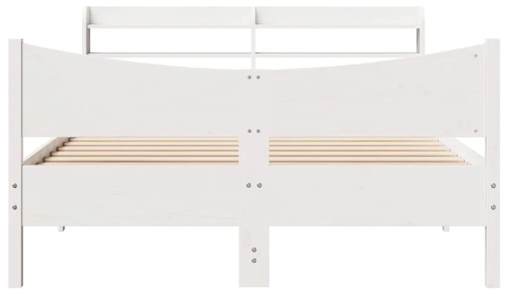Estrutura de cama com cabeceira 160x200 cm pinho maciço branco