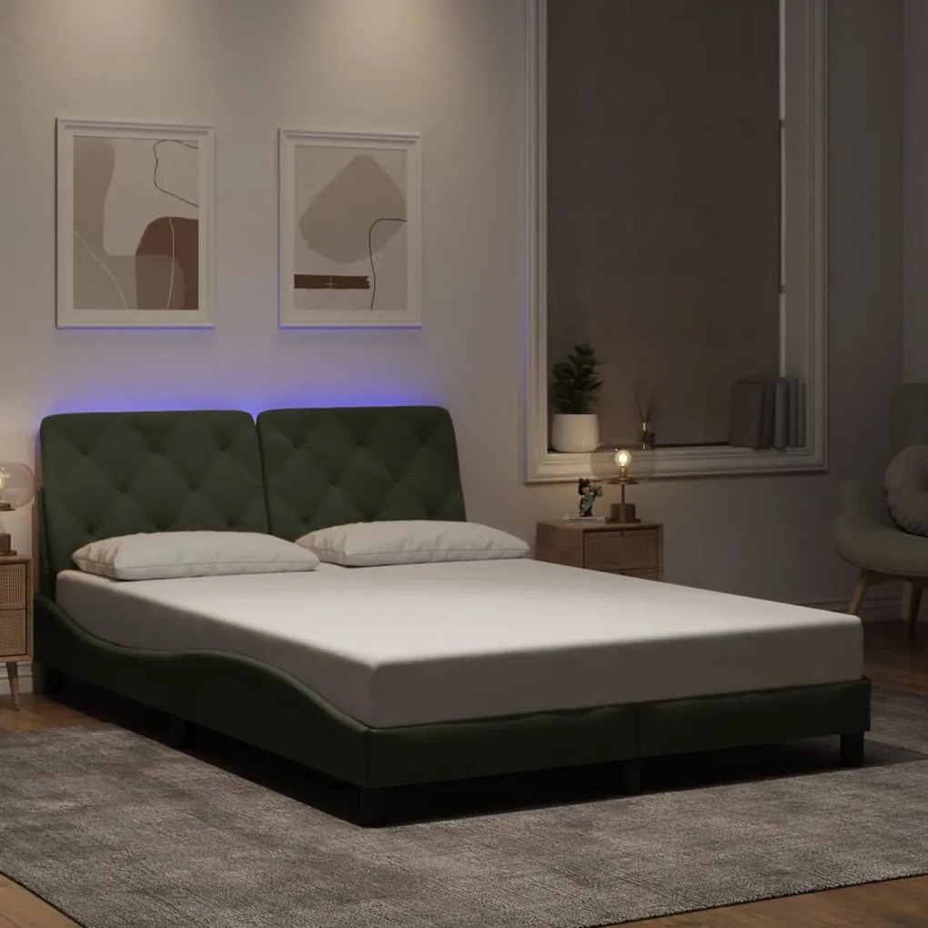 vidaXL Estrutura de cama com LED sem colchão 140x200 cm veludo cinzento-claro