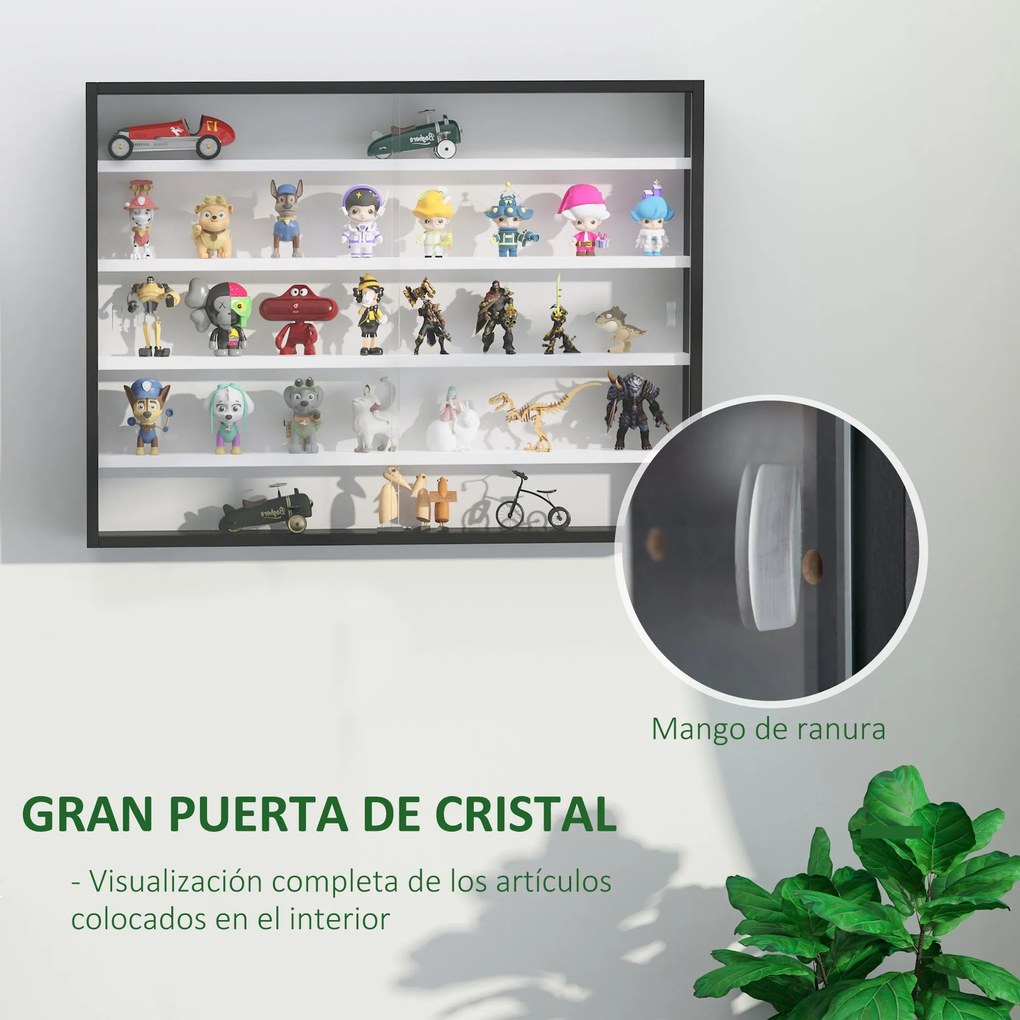 Vitrine de Parede de Madeira com Prateleiras Ajustáveis e 2 Portas Cor