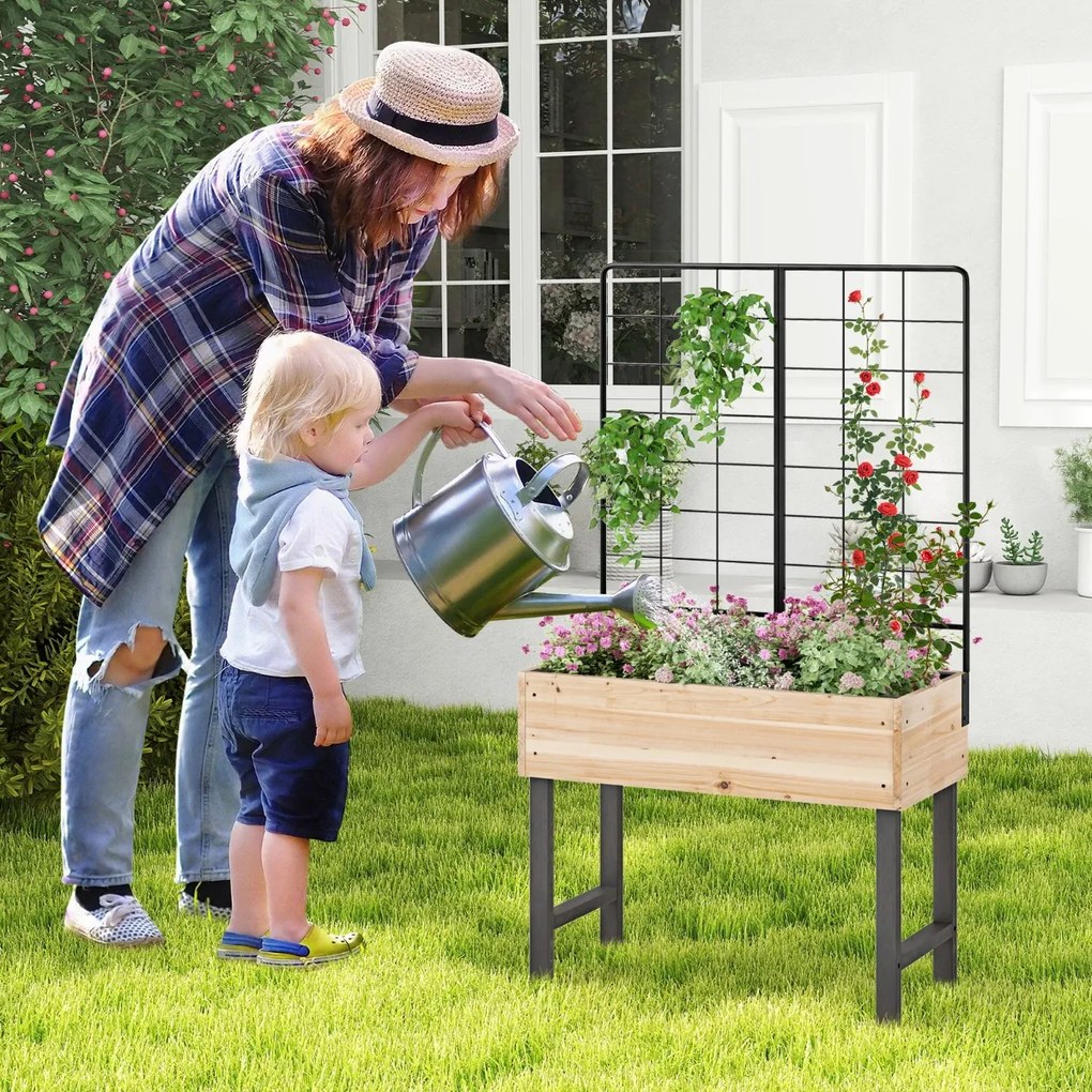 Canteiro de jardim elevado de madeira, caixa de plantio elevada com base aberta