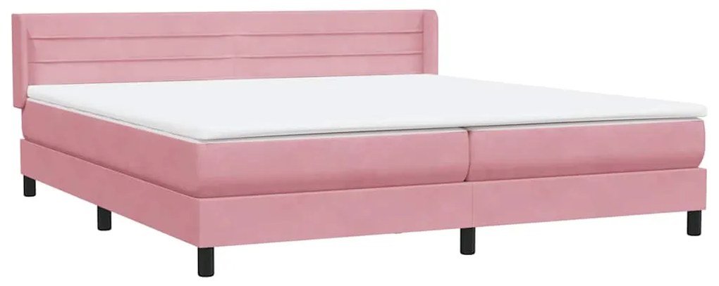 Cama com molas colchão 200x210 cm veludo rosa