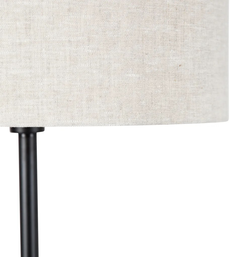 Candeeiro de pé preto com abajur cinzento claro 50 cm - Simplo Design,Moderno