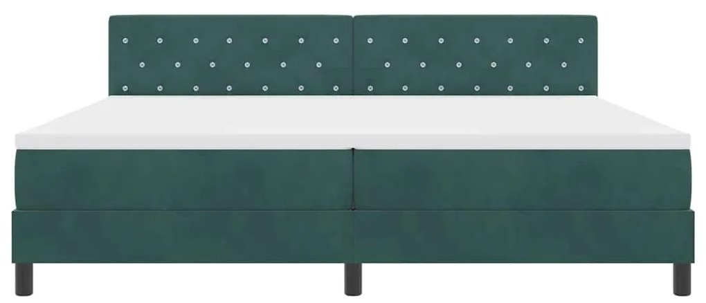 Cama Box com Colchão &amp; LED Verde Escuro 200x200 cm Veludo