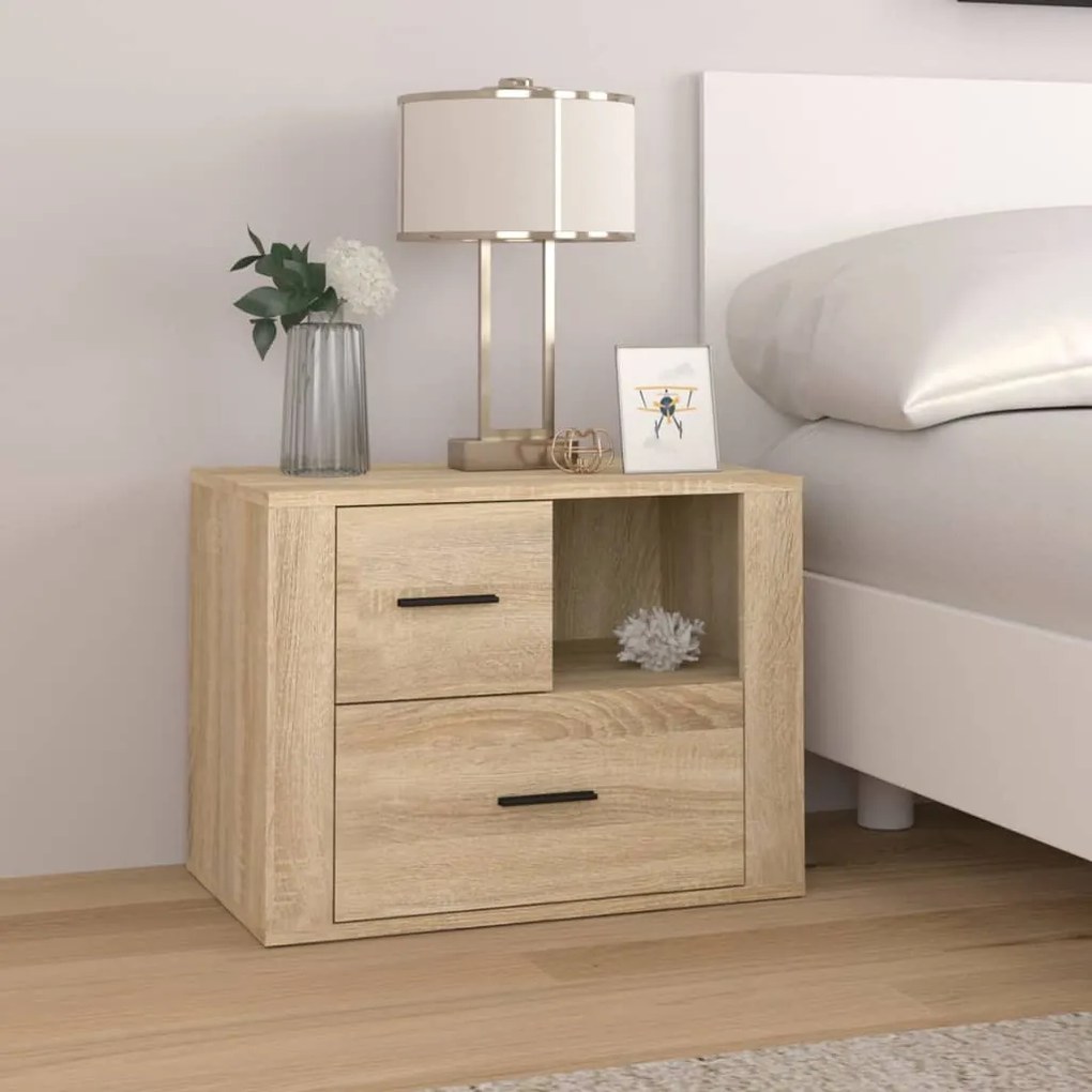 vidaXL Mesa de cabeceira 60x36x45 cm derivados madeira carvalho sonoma