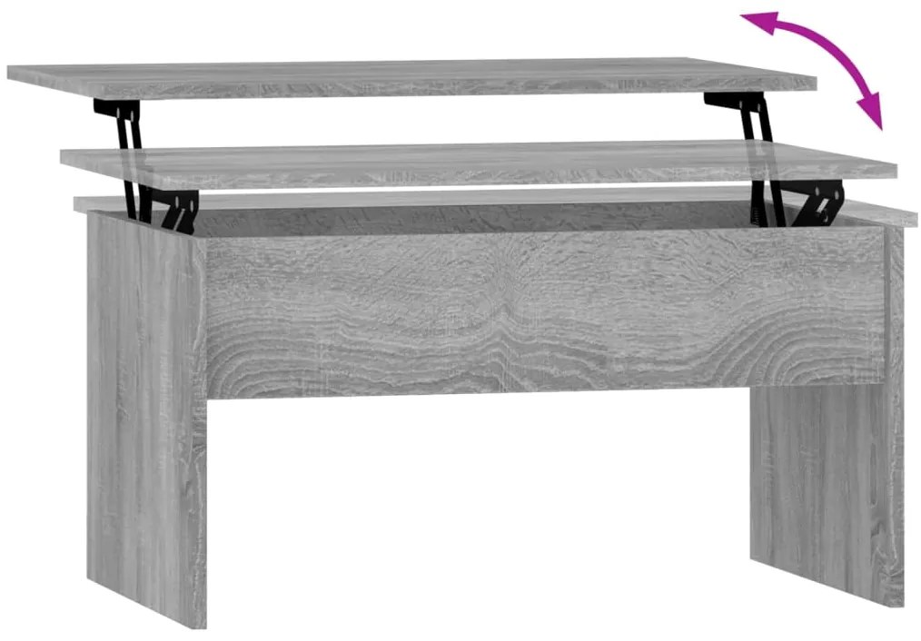 Mesa de centro 80x50,5x41,5cm madeira processada sonoma cinza