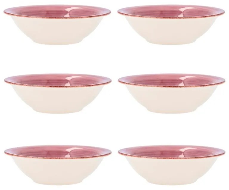 Tigela Quid Vita Cor de Rosa Cerâmica 6 Unidades (18 cm)