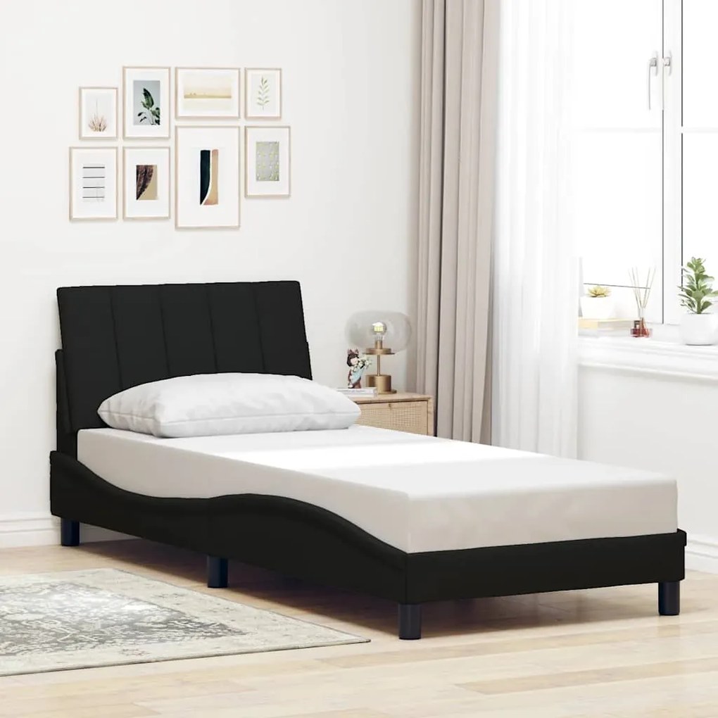 Estrutura de cama sem colchão 90x190 cm tecido preto
