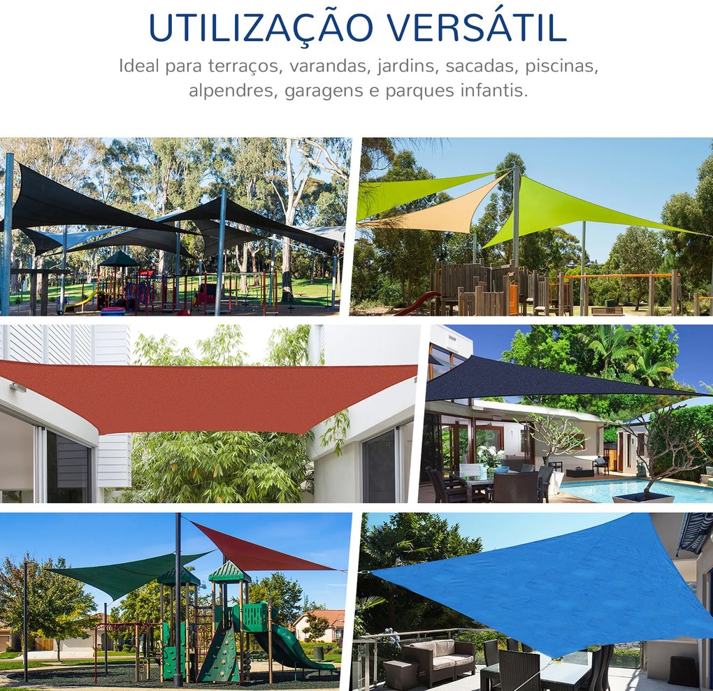 Vela de Sombra Retangular 4x3 m Toldo Vela com Proteção UV Bolsa de Tr