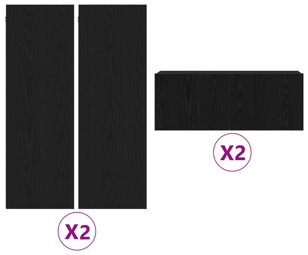 Conjunto com 6 peças de painel de TV - Montado na parede, madeira de e