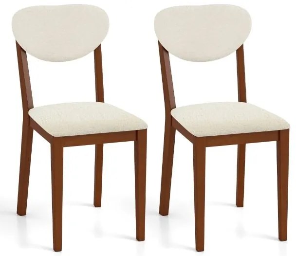 Conjunto de 2 cadeiras de jantar de madeira, cadeira de cozinha moderna estofada - bege
