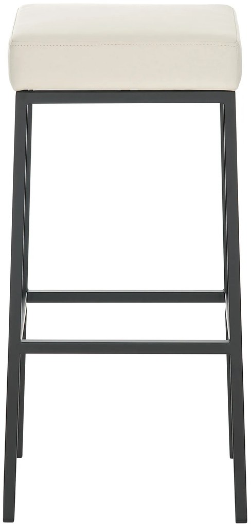 Banco de bar Montreal em couro sintético e com estrutura preta 37 x 83 x 37 cm Creme
