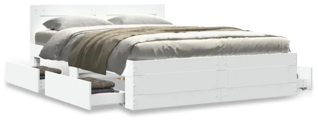 Estrutura de cama c/ cabeceira sem colchão 140x190 cm branco