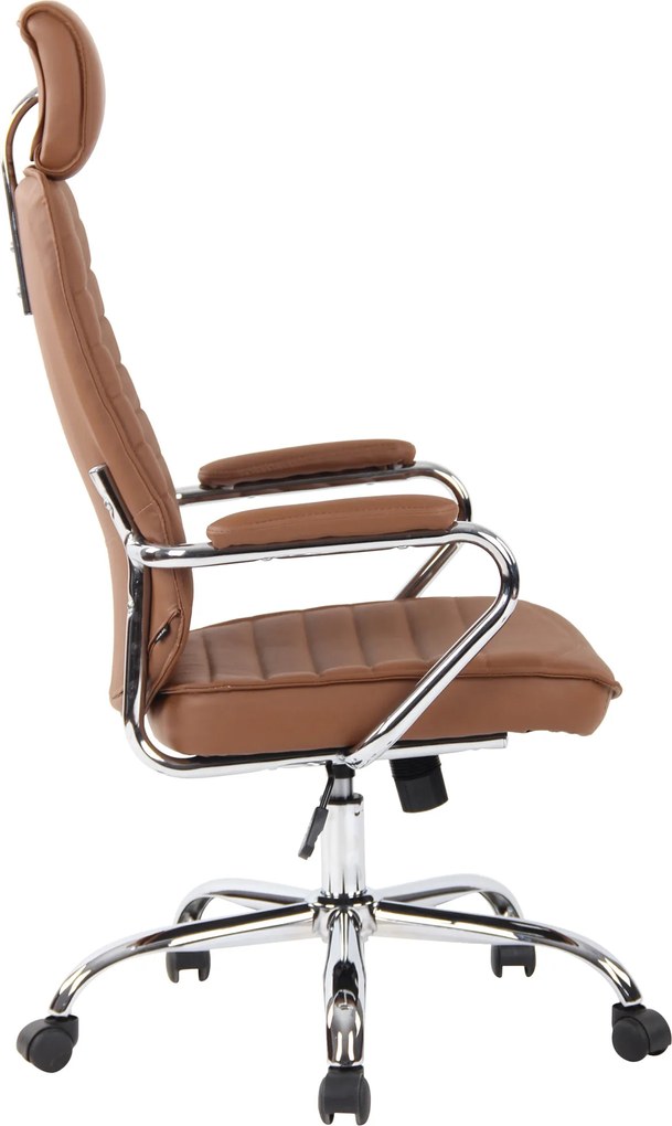 Cadeira de escritório Rako Couro Genuíno Castanho Claro